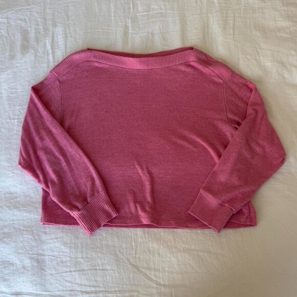 H&M Pink Melange Boat Neck Ribbed Trim Crew Sweater - Picture 2 of 5